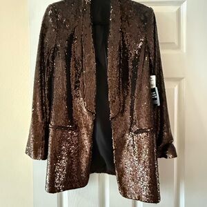 Express Shimmering Sequin Blazer in Brown